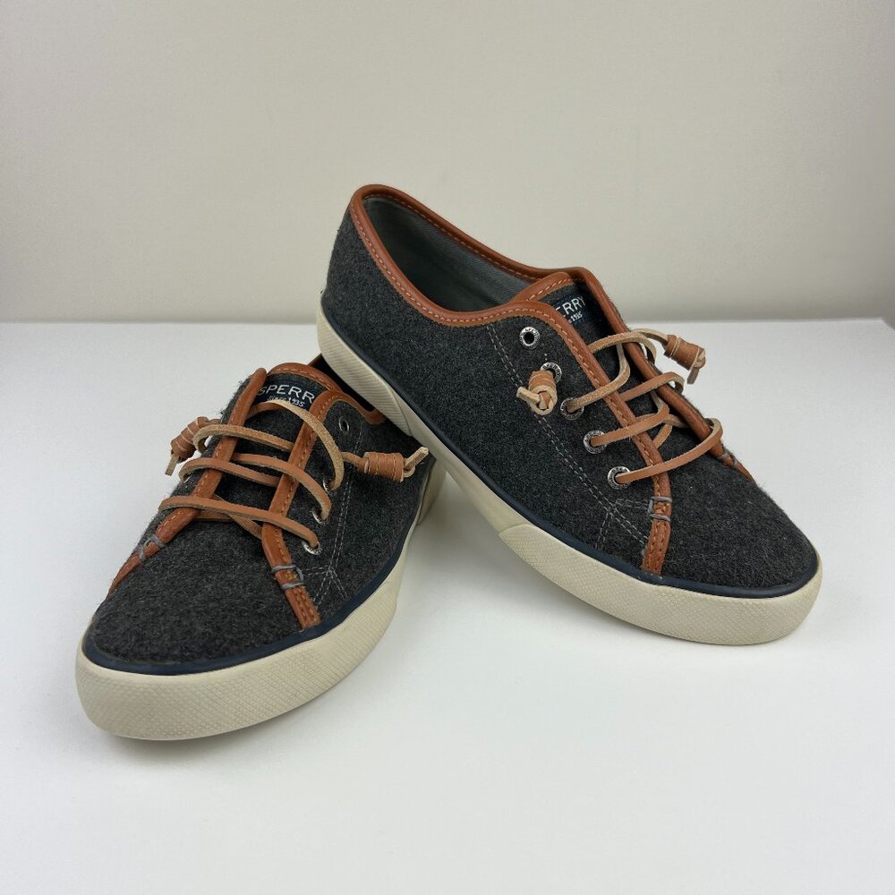 Sperry Shoes Women's 7.5M Seacoast Grey Wool Low Sneakers - EUC - STS96253
